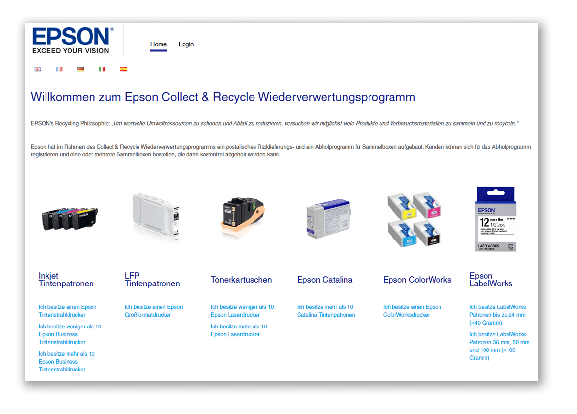Epson - collect and recycling programm - Tintenrecycling
